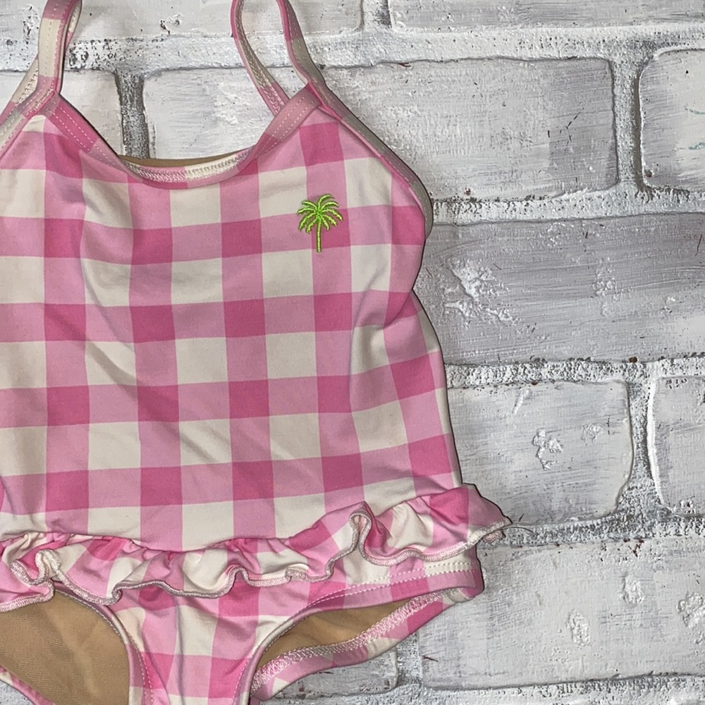 Lilly Pulitzer pink & white plaid ruffle swimsuit 3-6m - Picture 2 of 4